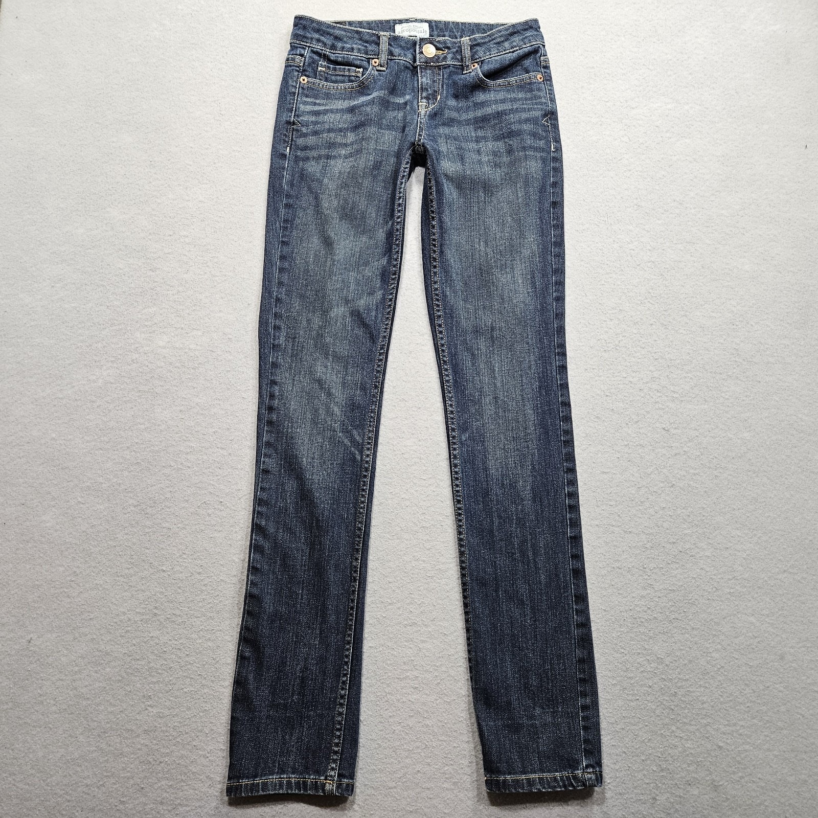 Aeropostale Bayla Skinny Jeans Womens 0 Blue Low Rise Dark Stretch Vintage 26x31